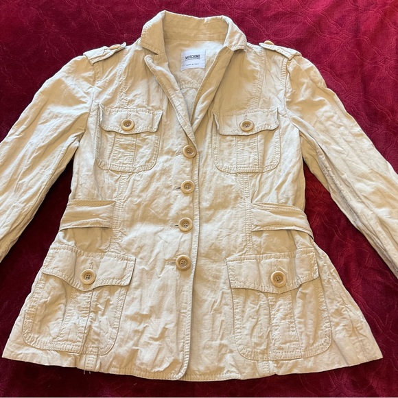 MOSCHINO Beige Button-UpLightweight Jacket, Flap Pockets - Medium - Picture 1 of 14